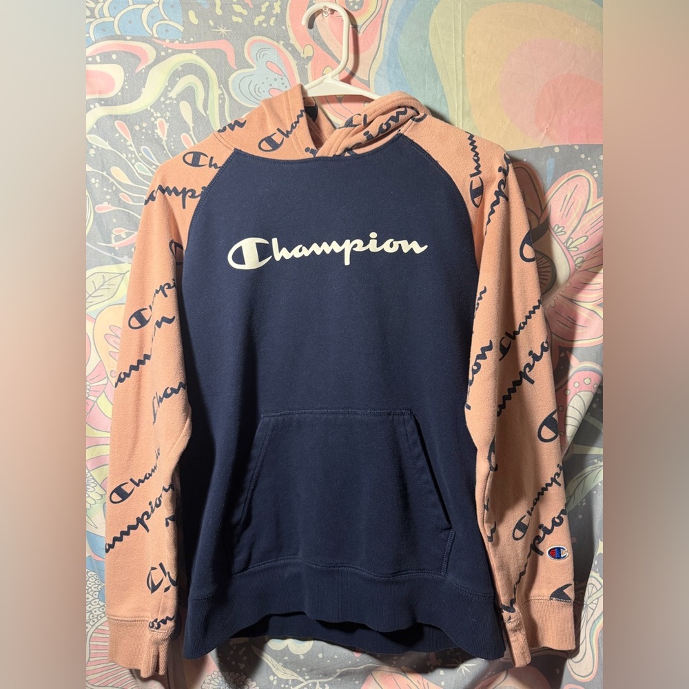 Champion Hoodie in Navy and Peach